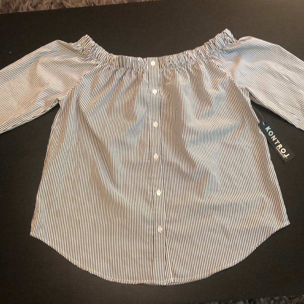 Off the Shoulder Button-Down Blouse